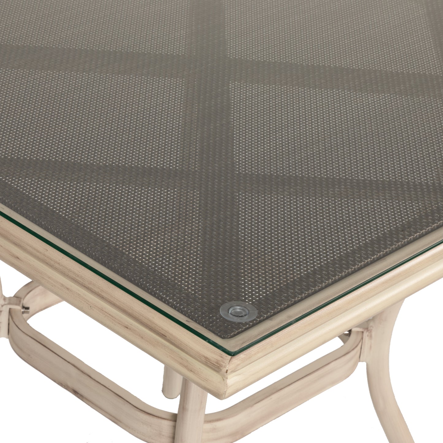 Τραπέζι Κήπου ArteLibre ANGOLA Λευκό Αντικέ Αλουμίνιο/Γυαλί 80x80x75cm - Hippiehome.gr