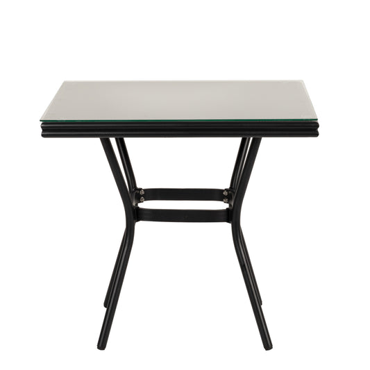 Τραπέζι Κήπου ArteLibre ANGOLA Μαύρο Αλουμίνιο/Γυαλί 80x80x75cm - Hippiehome.gr