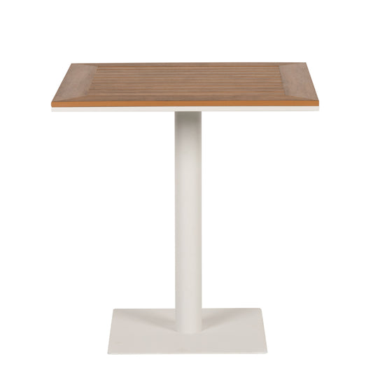 Τραπέζι Κήπου ArteLibre NAMIBIA Λευκό/Καρυδί Αλουμίνιο/Ξύλο 70x70x72cm - Hippiehome.gr