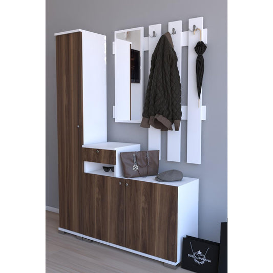 Έπιπλο Εισόδου ArteLibre Με Καθρέπτη ZIKHONA Καρυδί Μοριοσανίδα/Γυαλί 120x33x177cm - Hippiehome.gr