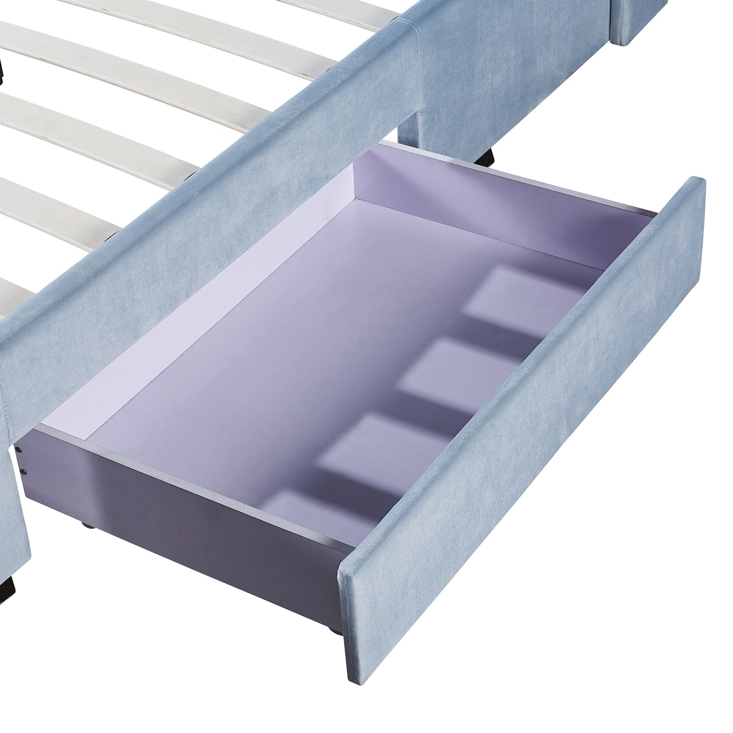 Κρεβάτι Διπλό ArteLibre ANNONA Γαλάζιο Βελούδο 217x175x117.5cm (Στρώμα 160x200cm) - Hippiehome.gr