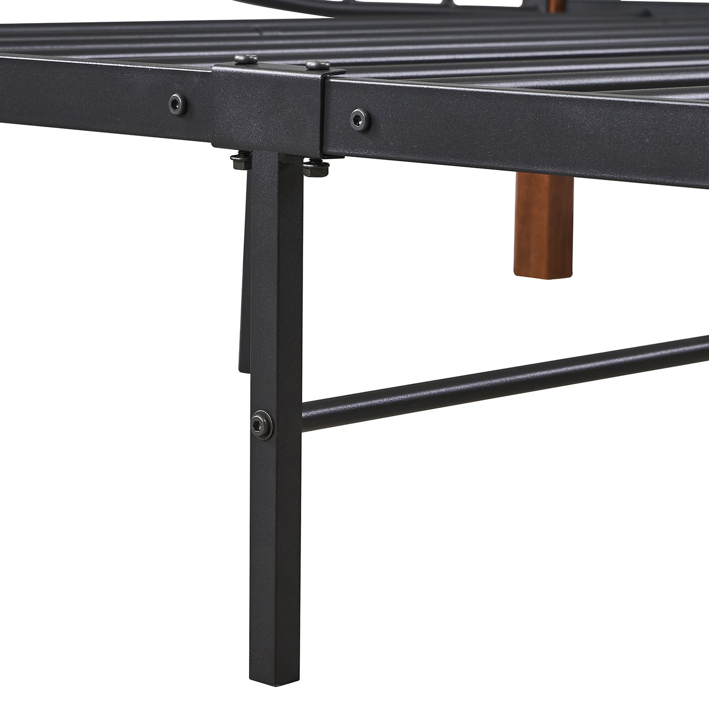 Κρεβάτι Διπλό ArteLibre ARROWHEAD Μαύρο/Καρυδί Μέταλλο Για Στρώμα 150x200cm - Hippiehome.gr