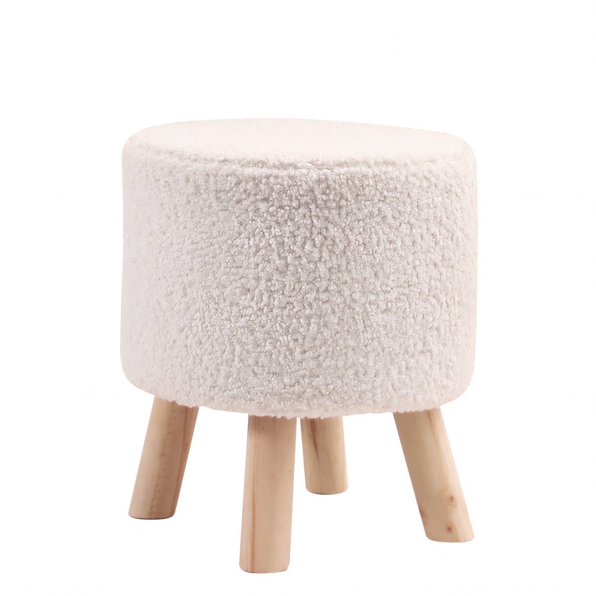 Σκαμπό ArteLibre CATTLEYA Με Ξύλινα Πόδια Λευκό Ύφασμα Cashmere 35x35x40cm - Hippiehome.gr