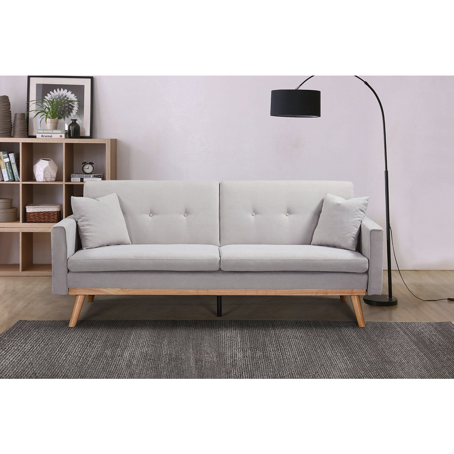 Καναπές Κρεβάτι ArteLibre BELVIA Ανοιχτό Γκρι 202x89x83cm - Hippiehome.gr