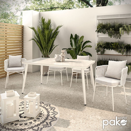 Τραπέζι Zeren pakoworld μέταλλο λευκό-γυαλί 160x90x78εκ - Hippiehome.gr
