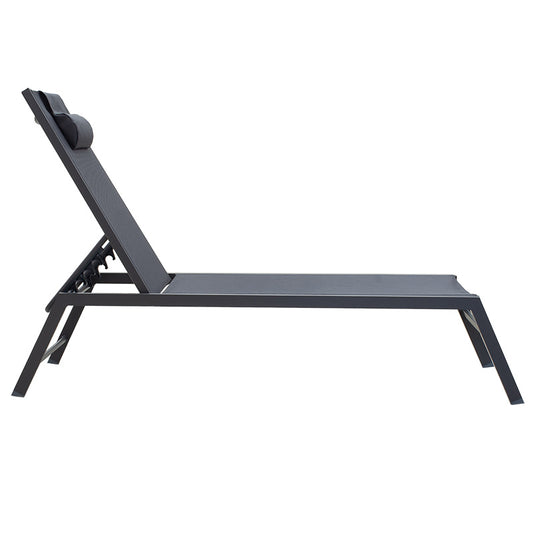 Ξαπλώστρα Kiara pakoworld αλουμίνιο-textilene ανθρακί στοιβαζόμενη - Hippiehome.gr