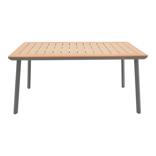 Τραπέζι Griffith pakoworld ανθρακί αλουμίνιο και plywood σε φυσική απόχρωση 160x90x74εκ - Hippiehome.gr