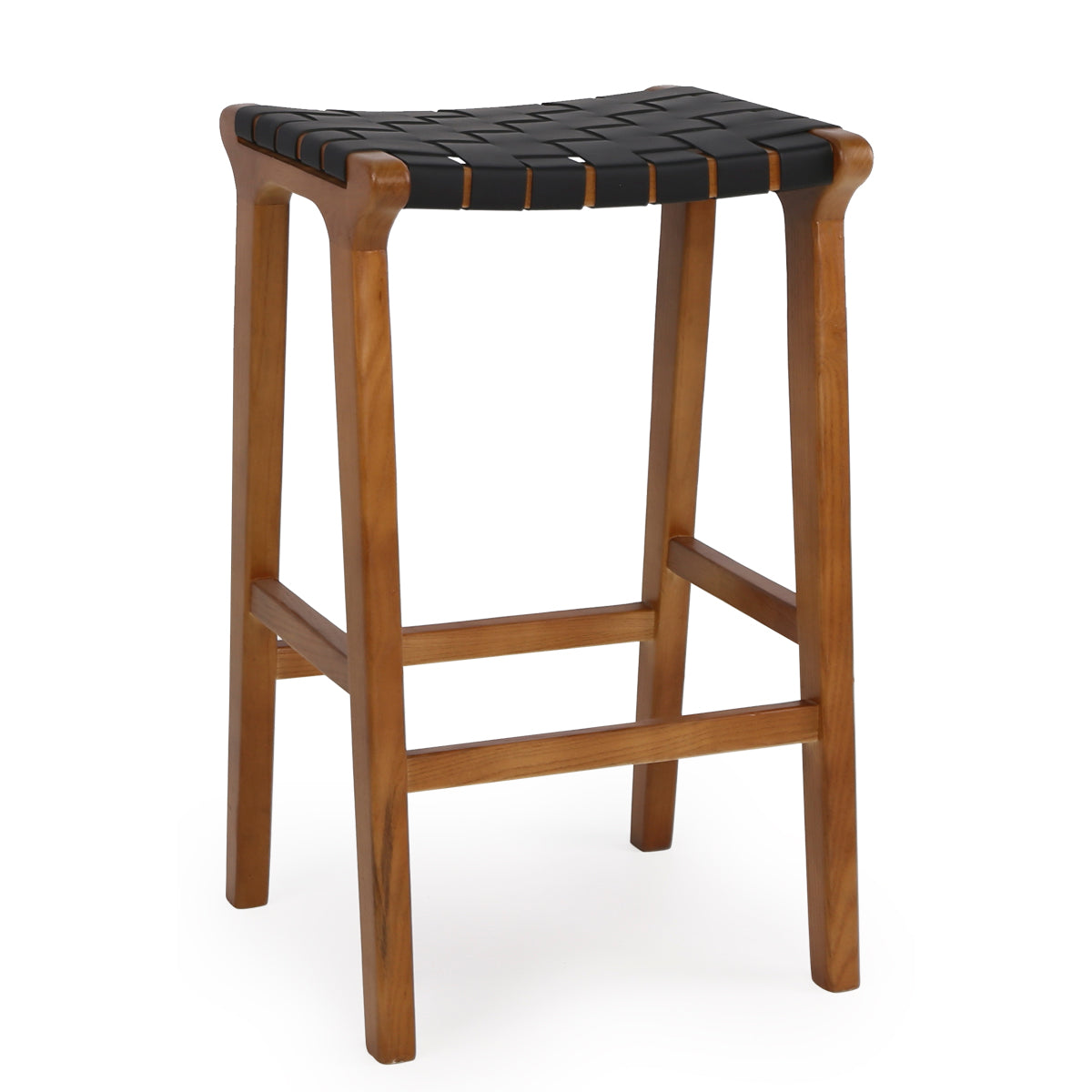 Σκαμπό Επαγγελματικό ArteLibre HELENE Καρυδί/Μαύρο Ξύλο/Δέρμα 45x38x63cm - Hippiehome.gr