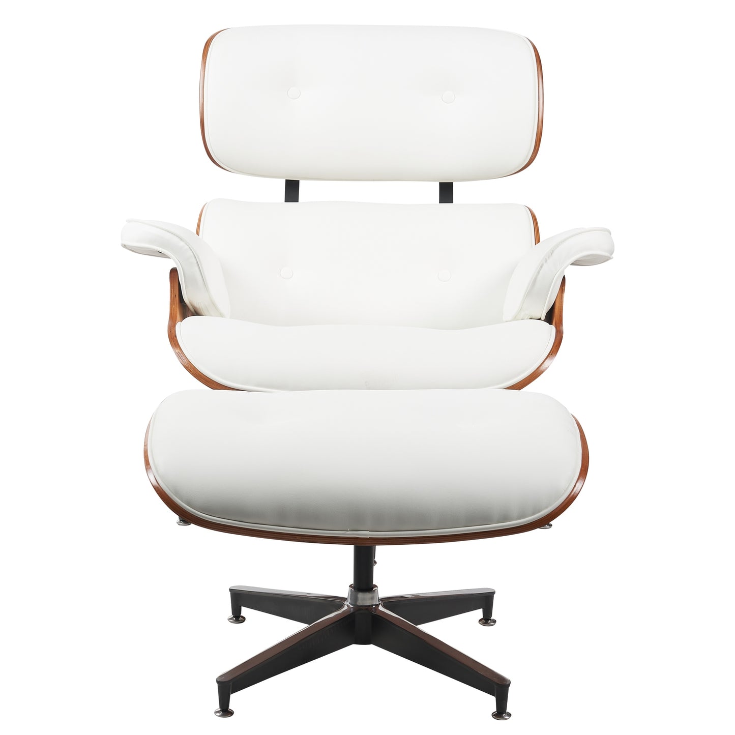 Πολυθρόνα Relax ArteLibre MIREN Με Υποπόδιο Λευκό/Καφέ Ξύλο/PU 82x92x78cm - Hippiehome.gr