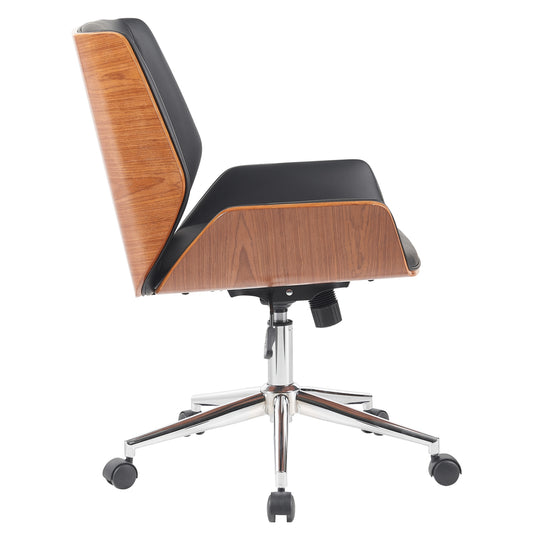 Καρέκλα Γραφείου ArteLibre ZAREK Μαύρο/Καφέ Ξύλο/PU/Αλουμίνιο 61x66.5x88.5-98m - Hippiehome.gr