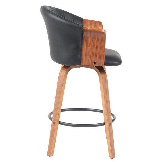 Σκαμπό Bar ArteLibre CASSIAN Μαύρο/Καφέ Ξύλο/PU 50x50x103cm - Hippiehome.gr