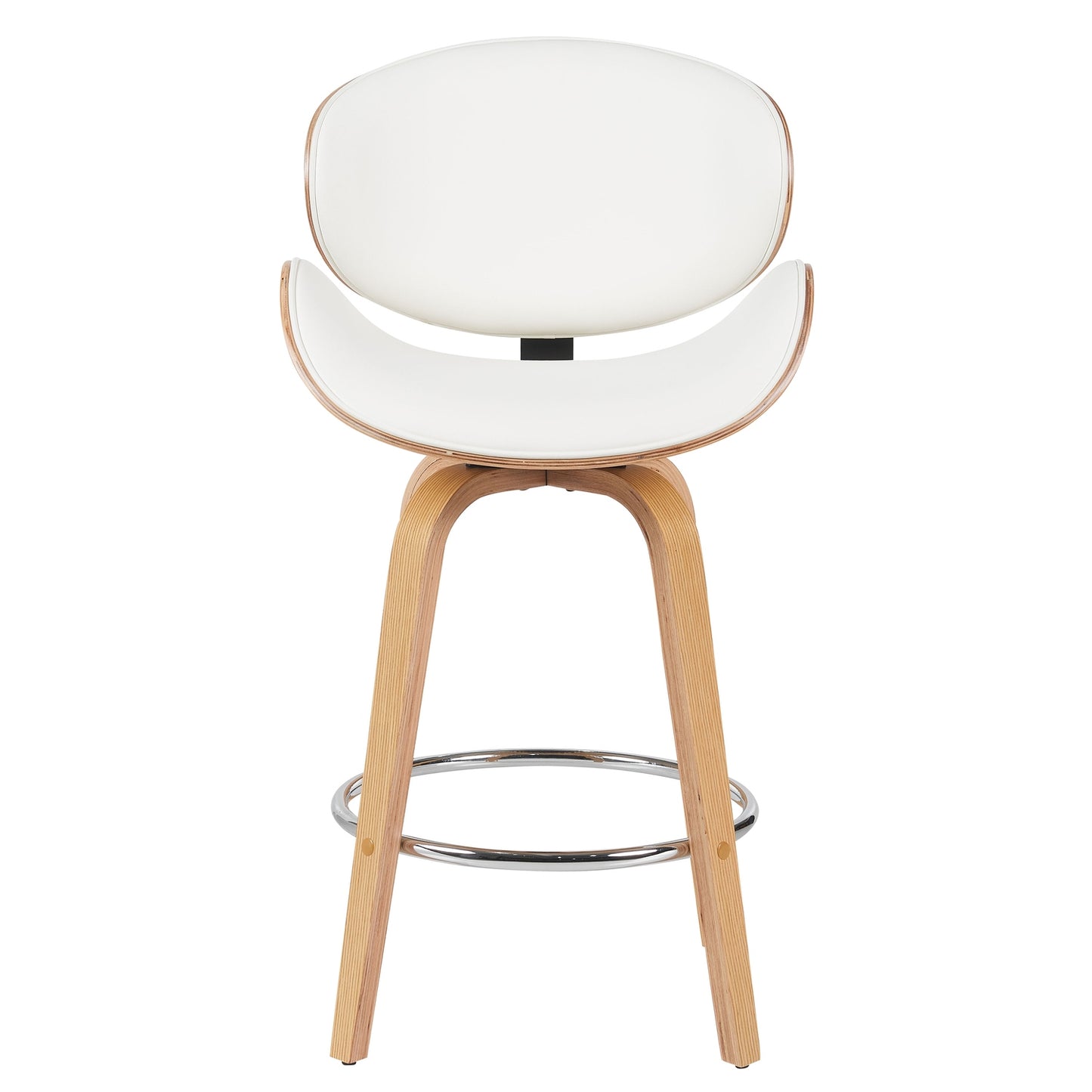 Σκαμπό Bar ArteLibre LYRIAN Λευκό/Φυσικό Ξύλο/PU 52x55x107cm - Hippiehome.gr