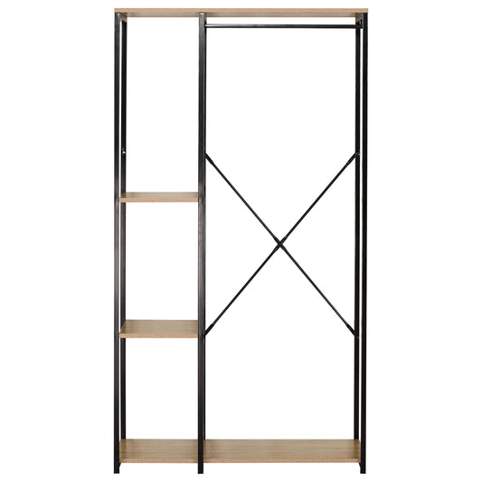 Κρεμάστρα Δαπέδου ArteLibre BINARY Δρυς/Μαύρο Μοριοσανίδα/Μέταλλο 90x40x167cm - Hippiehome.gr