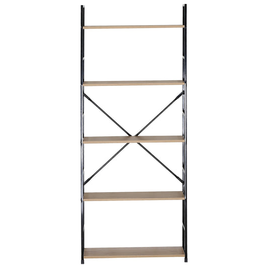 Ραφιέρα ArteLibre DARROW Με 5 Ράφια Δρυς/Μαύρο Μοριοσανίδα/Μέταλλο 58.6x23.5x144cm - Hippiehome.gr