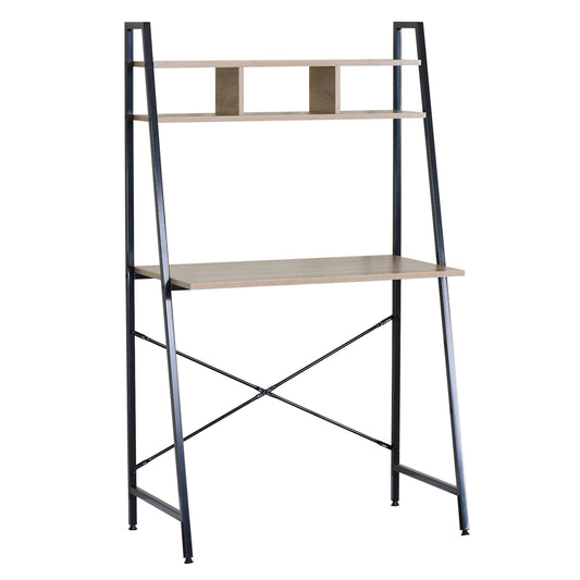 Γραφείο ArteLibre LYNDALE Με Ράφια Δρυς/Μαύρο Μοριοσανίδα/Μέταλλο 84x46x142cm - Hippiehome.gr