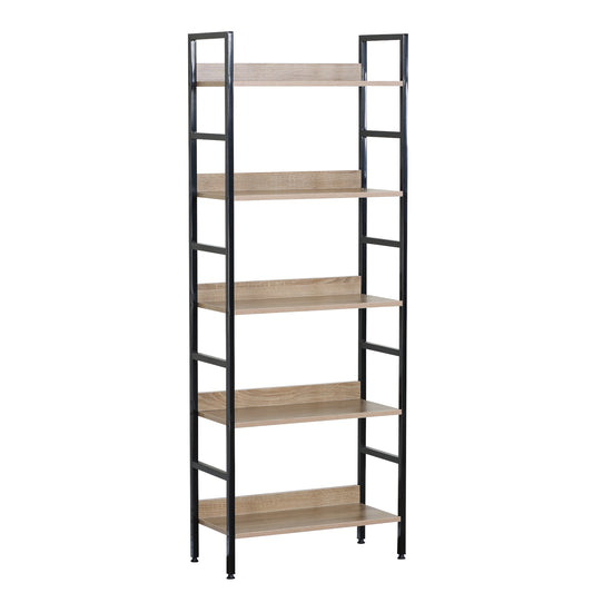 Ραφιέρα ArteLibre MARWOOD Δρυς/Μαύρο Μοριοσανίδα/Μέταλλο 60x27.6x160cm - Hippiehome.gr