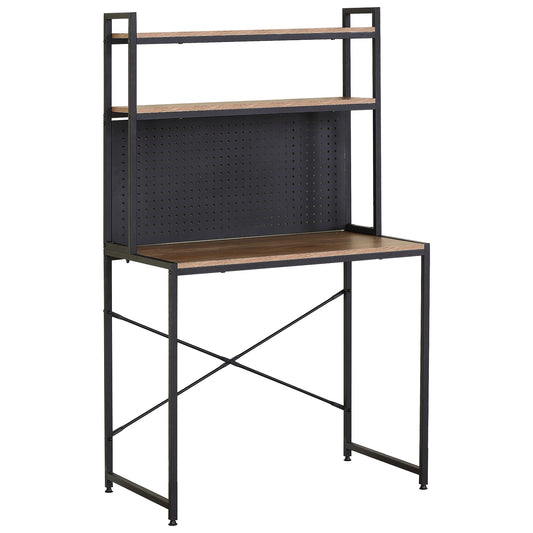 Γραφείο ArteLibre OSWELL Με Ράφια Μαύρο/Δρυς Μέταλλο/Μοριοσανίδα 84x50x148.5cm - Hippiehome.gr
