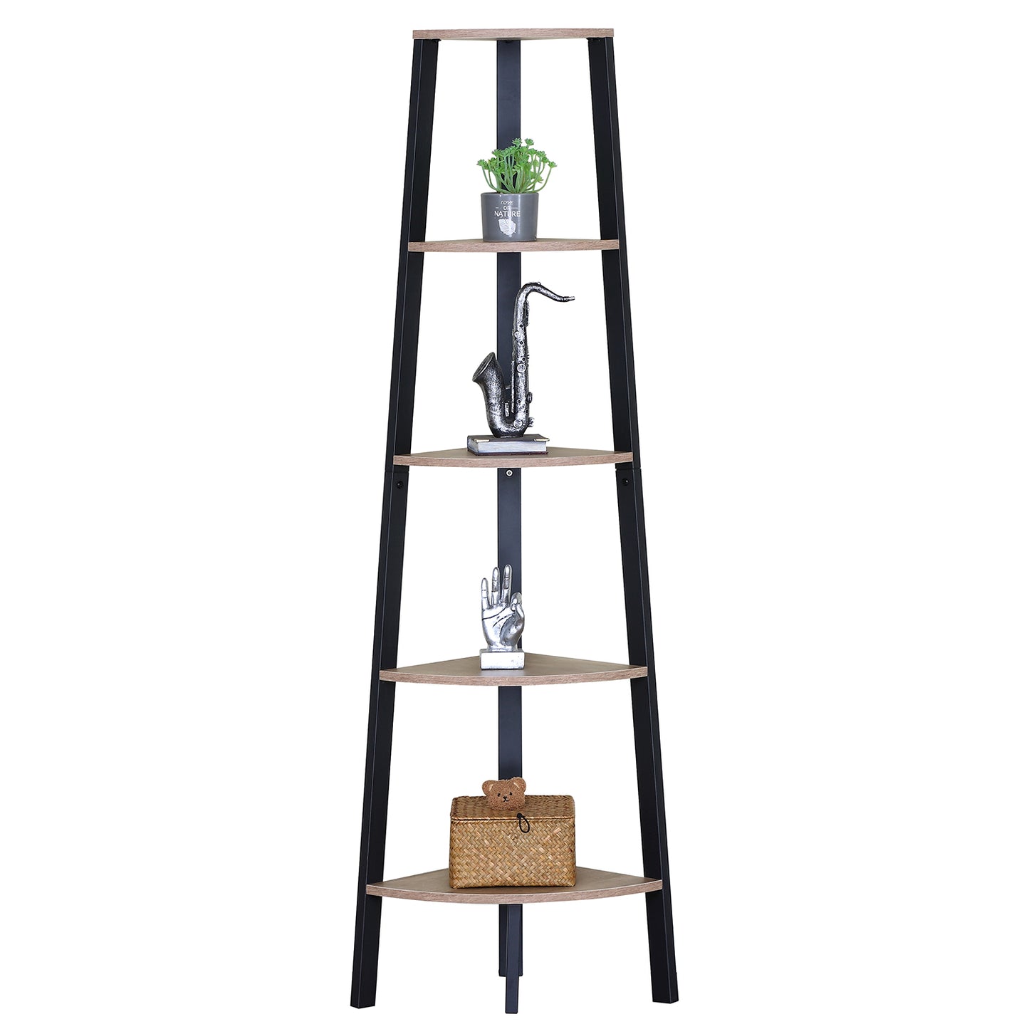 Βιβλιοθήκη ArteLibre PENDRYN Δρυς/Μαύρο Μοριοσανίδα/Μέταλλο 53.4x37.8x160.3cm - Hippiehome.gr