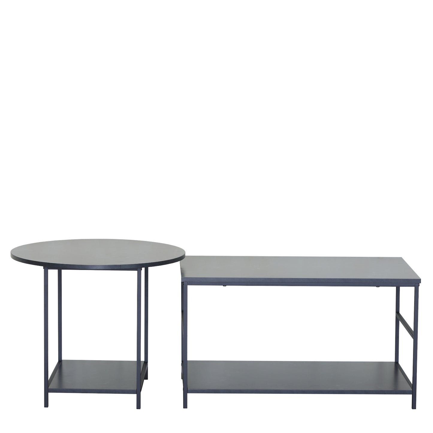 Τραπεζάκι Σαλονιού ArteLibre ROWDEN Μαύρο Μάρμαρο Μοριοσανίδα/Μέταλλο 60x60x50/80x47x45cm Σετ 2Τμχ - Hippiehome.gr