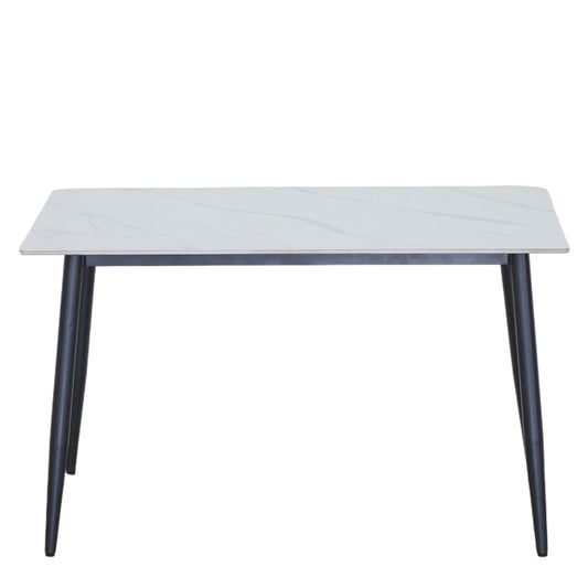 Τραπέζι Τραπεζαρίας ArteLibre VENSHIRE Λευκό Μάρμαρο/Μαύρο Κεραμικό/Μέταλλο 121x72x73cm - Hippiehome.gr