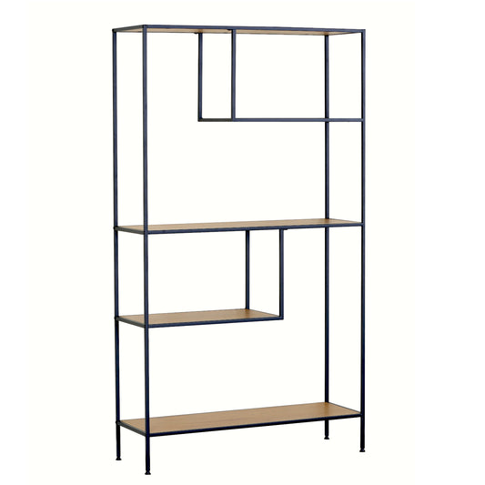 Βιβλιοθήκη ArteLibre YARWOOD Δρυς/Μαύρο Μοριοσανίδα/Μέταλλο 100x33x178cm - Hippiehome.gr