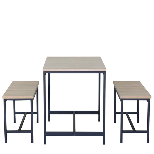 Σετ Τραπεζαρία (2+1) ArteLibre CARRISTON Δρυς/Μαύρο Μοριοσανίδα/Μέταλλο 110x60x75cm - Hippiehome.gr