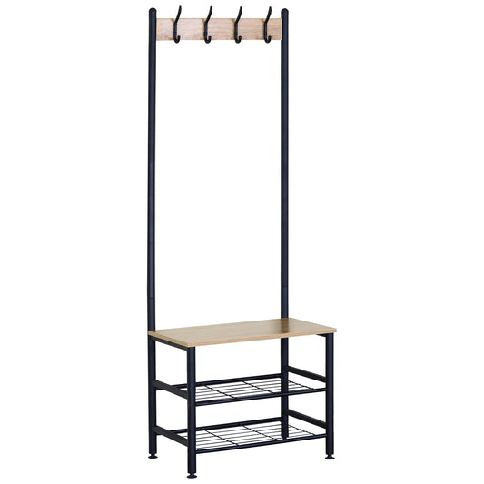 Έπιπλο Εισόδου ArteLibre LANGWOOD Δρυς/Μαύρο Μοριοσανίδα/Μέταλλο 60x40x175cm - Hippiehome.gr