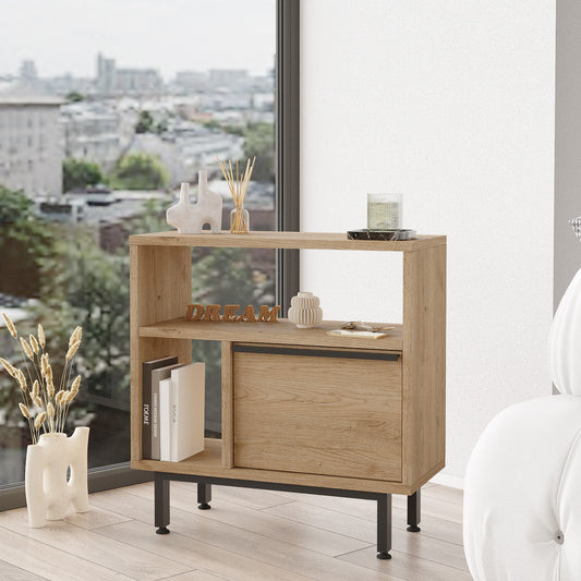 Βοηθητικό Τραπεζάκι ArteLibre SHALDON Φυσικό Μοριοσανίδα/Μέταλλο 60x25.5x60cm - Hippiehome.gr