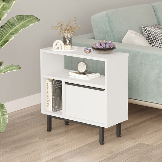 Βοηθητικό Τραπεζάκι ArteLibre SHALDON Λευκό Μοριοσανίδα/Μέταλλο 60x25.5x60cm - Hippiehome.gr