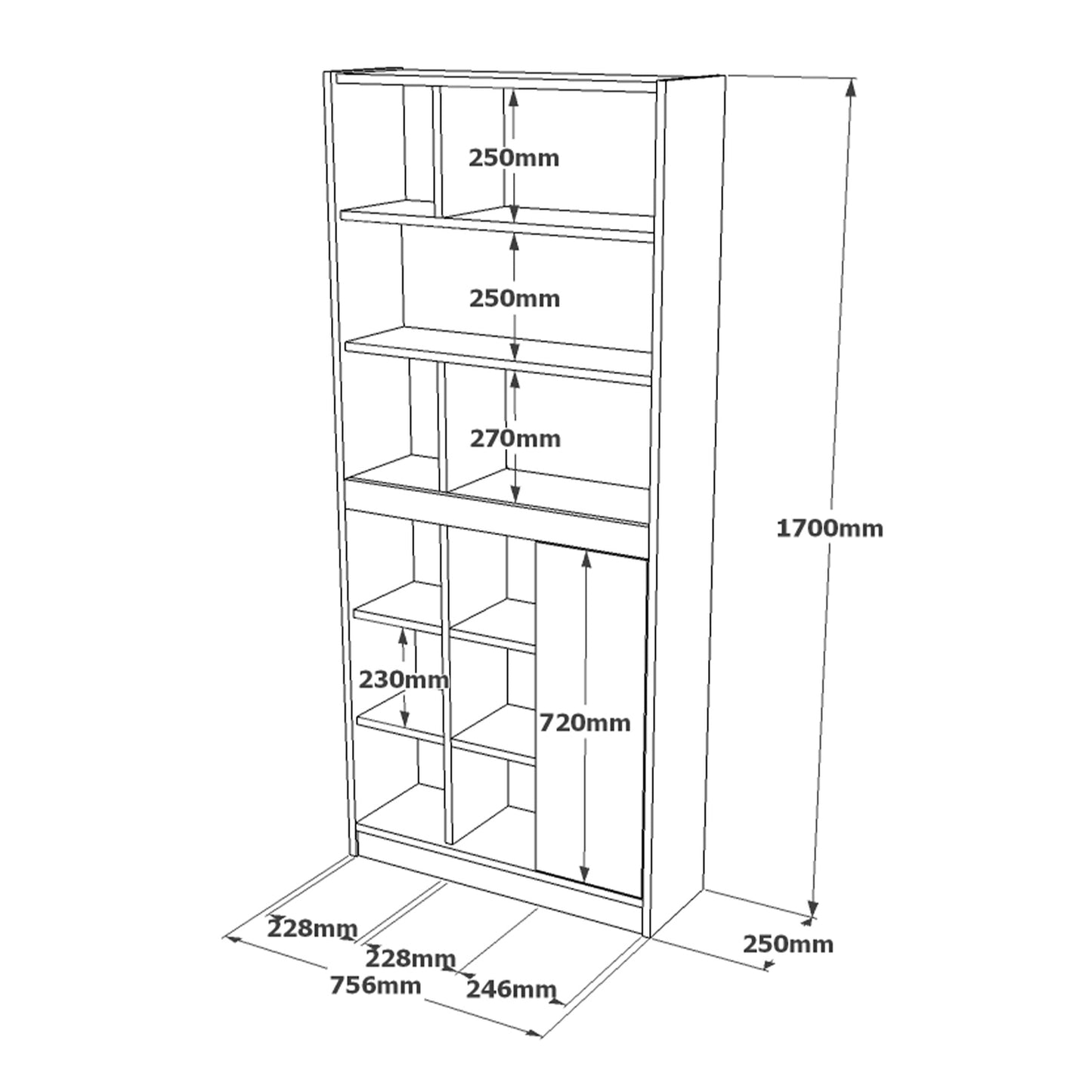 Βιβλιοθήκη ArteLibre BERRYLANDS Λευκό/Φυσικό Μοριοσανίδα 75.6x25x170cm - Hippiehome.gr