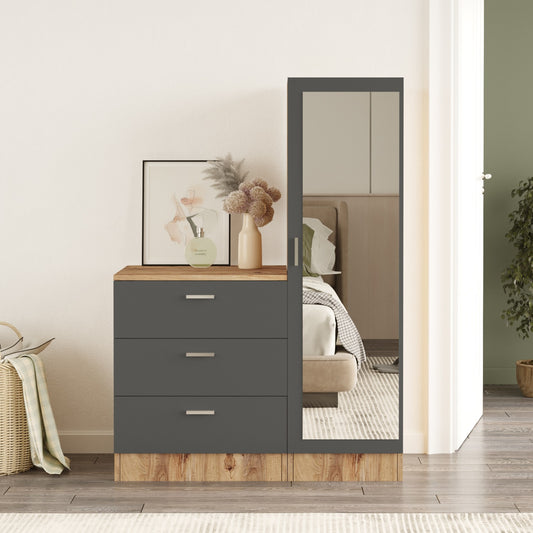 Τουαλέτα ArteLibre BLENDON Πεύκο/Ανθρακί Μοριοσανίδα/Γυαλί 60x47x72cm/40x47x140cm - Hippiehome.gr