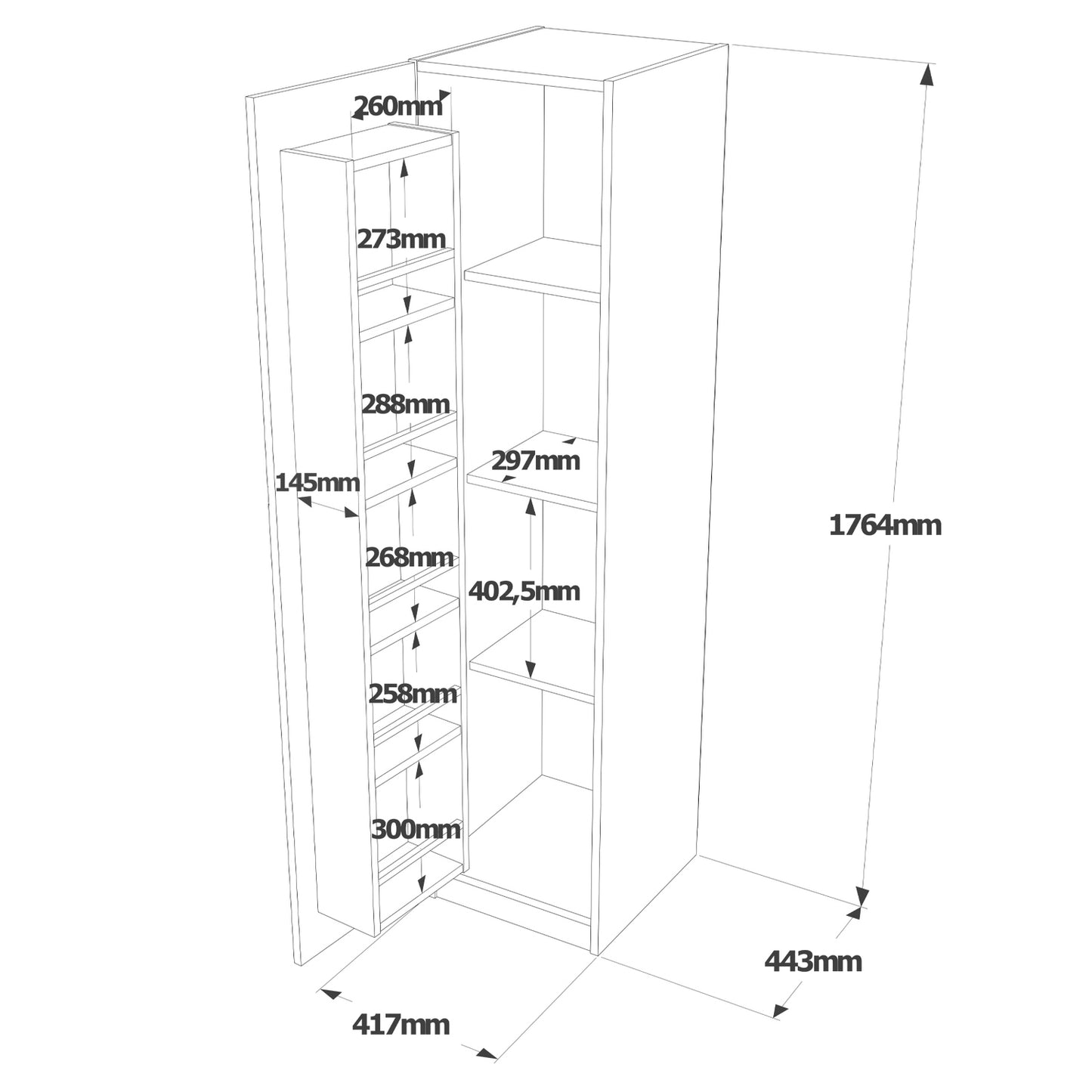 Ντουλάπι Τροφίμων ArteLibre COLNEY Λευκό Μοριοσανίδα 41.7x44.3x176.4cm - Hippiehome.gr