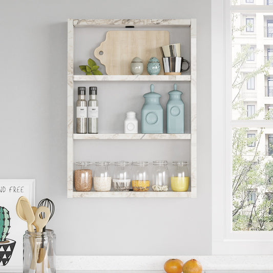 Ράφι Τοίχου ArteLibre EARLS Λευκό Με Εφέ Μάρμαρο Μοριοσανίδα 43.2x9x60cm - Hippiehome.gr