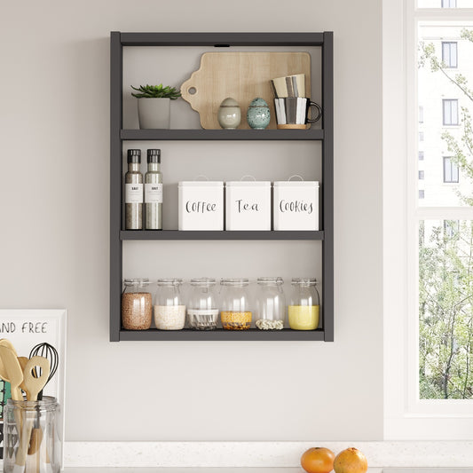 Ράφι Τοίχου ArteLibre EARLS Ανθρακί Μοριοσανίδα 43.2x9x60cm - Hippiehome.gr