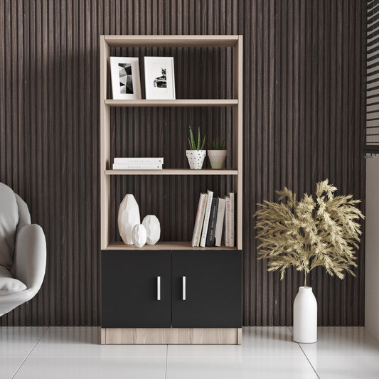 Βιβλιοθήκη ArteLibre EDGWARE Οξιά/Μαύρο Μοριοσανίδα 63.6x37.6x140cm - Hippiehome.gr