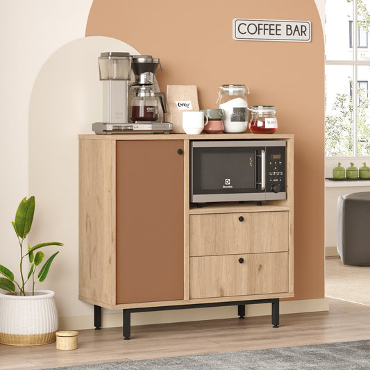 Ντουλάπι Κουζίνας ArteLibre GLASGOW Φυσικό/Κεραμιδί Μοριοσανίδα/Μελαμίνη 88x35.5x85cm - Hippiehome.gr