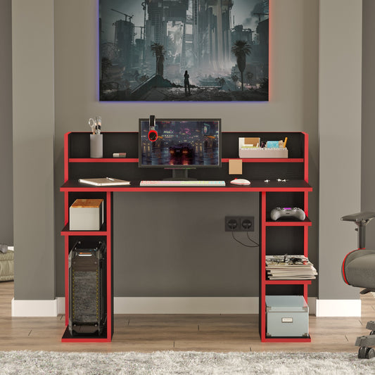 Γραφείο ArteLibre FIFE Μαύρο/Κόκκινο Μοριοσανίδα/Μελαμίνη 124x58x98cm - Hippiehome.gr