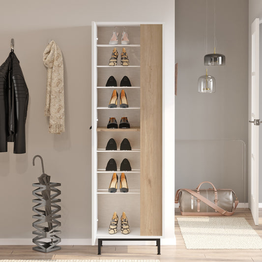 Παπουτσοθήκη ArteLibre INVERCLYDE Λευκό/Φυσικό Μοριοσανίδα/Μελαμίνη 57.2x35.5x173.6cm - Hippiehome.gr