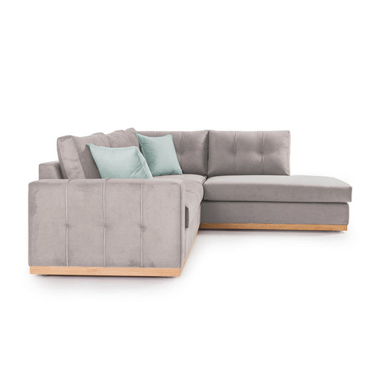 Γωνιακός καναπές αριστερή γωνία Boston pakoworld ύφασμα elephant-ciel 280x225x90εκ - Hippiehome.gr