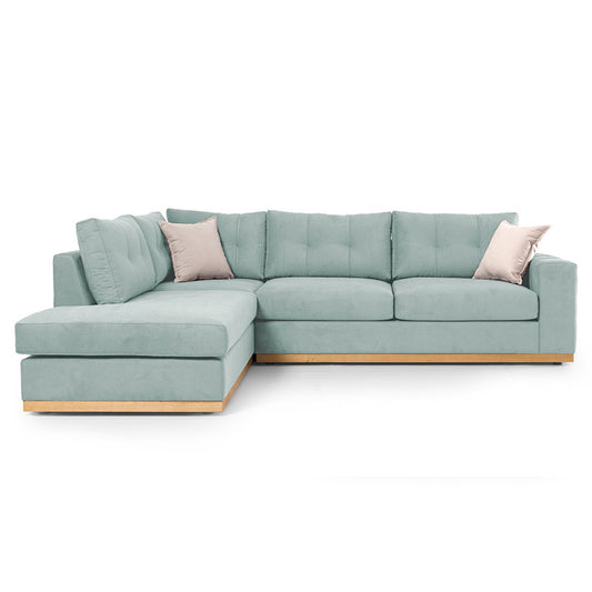 Γωνιακός καναπές δεξιά γωνία Boston pakoworld ύφασμα ciel-cream 280x225x90εκ - Hippiehome.gr