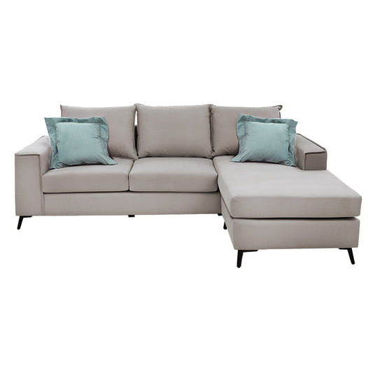 Γωνιακός καναπές Fabulous pakoworld αναστρέψιμος ύφασμα elephant-ciel 240x165x95εκ - Hippiehome.gr