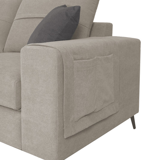 Γωνιακός καναπές δεξιά γωνία Montana pakoworld ανοιχτό γκρι ύφασμα με μαξιλάρια σε ποντικί απόχρωση 275x215x93εκ - Hippiehome.gr