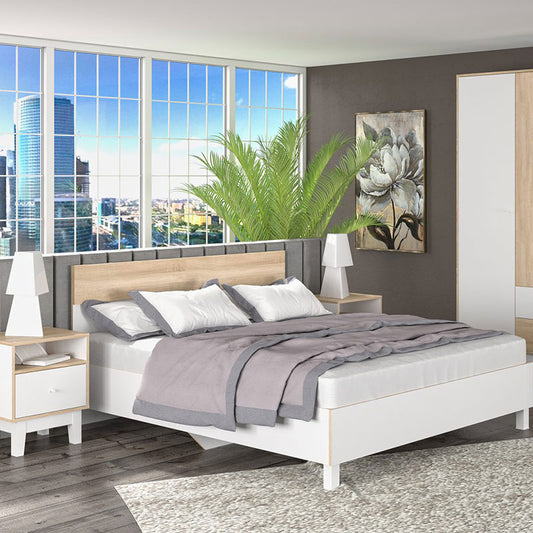 Κρεβάτι Awell pakoworld sonoma-λευκό 160x200εκ - Hippiehome.gr