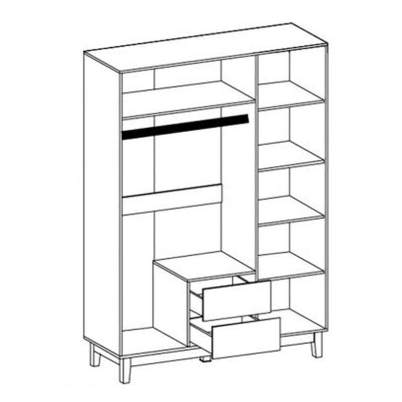 Ντουλάπα Awell pakoworld τρίφυλλη sonoma-λευκό 153.5x54.5x216εκ - Hippiehome.gr