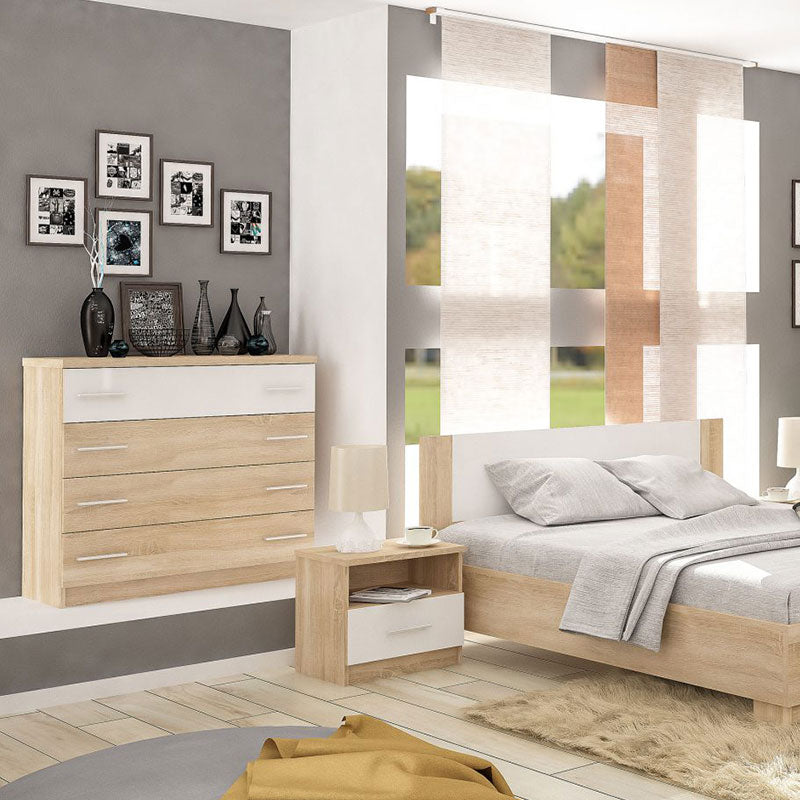 Κομοδίνο Geneva pakoworld φυσικό-λευκό 50x37x45.5εκ - Hippiehome.gr