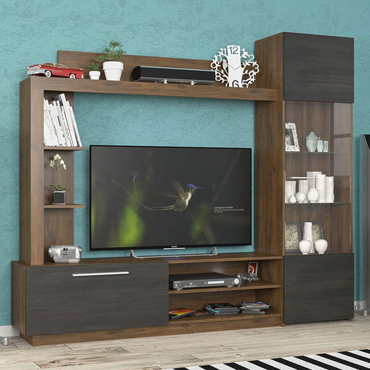 Σύνθετο σαλονιού June pakoworld καρυδί-wenge 204x35x177εκ - Hippiehome.gr