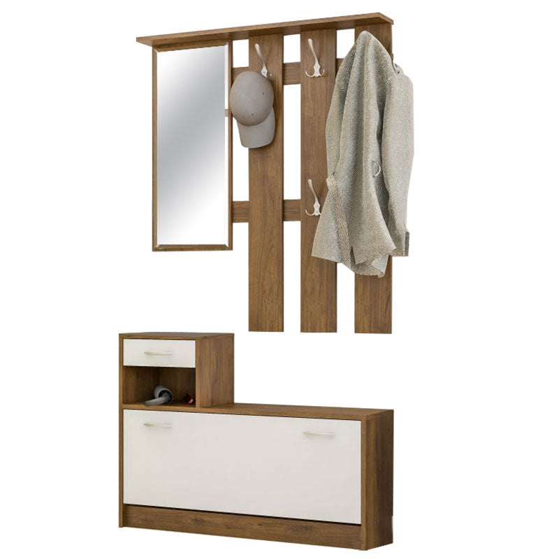 Έπιπλο εισόδου Jamie pakoworld καρυδί-λευκό 100x27,5x187εκ - Hippiehome.gr