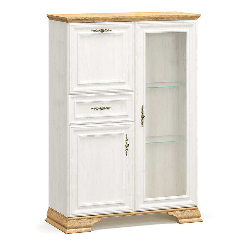 Βιτρίνα Jaden pakoworld golden oak-λευκό antique 93,5x39x133εκ - Hippiehome.gr