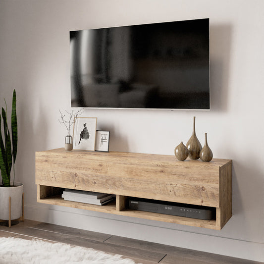 Έπιπλο τηλεόρασης επιτοίχιο Roscoe pakoworld oak 100x31,5x29,5εκ - Hippiehome.gr