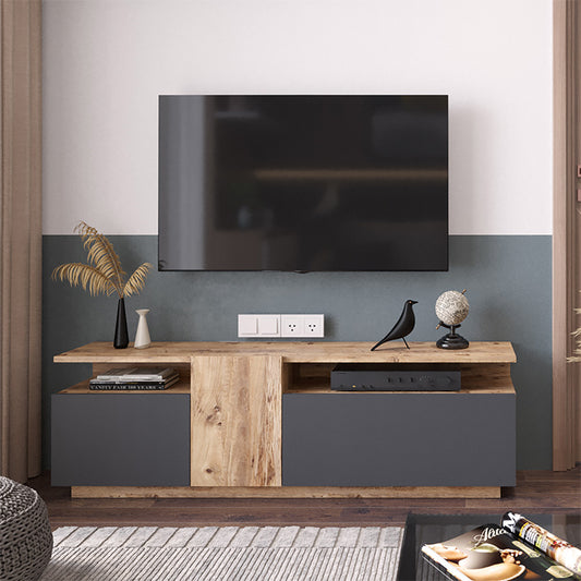 Έπιπλο τηλεόρασης Elana pakoworld sonoma-ανθρακί 150x29.5x46.3εκ - Hippiehome.gr